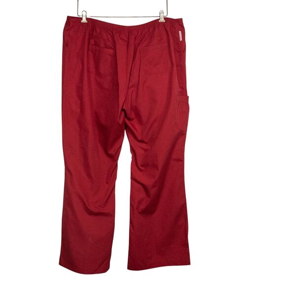 Women's XL Red Scrub Pants WHITE CROSS Wide Leg Elastic Back Draw String Cargo - Picture 2 of 5